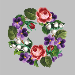 Violets Roses and Lilly of the valley wreath