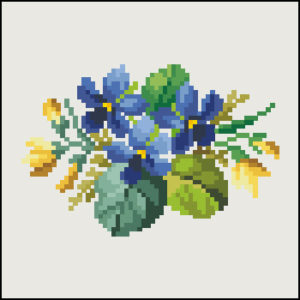 Violets and Yellow flowers ovaltxt