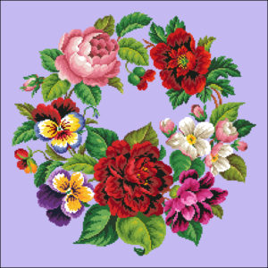 large Wreath of Roses Pansies and Apple Blossoms