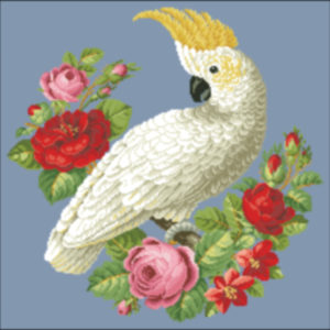 white cockatoo and roses alternate